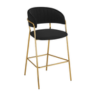Scaun de bar de design ANAGNI TIP 2, material catifea neagră/gold crom auriu, 55x58x107 cm Kondela