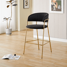 Scaun de bar de design ANAGNI TIP 2, material catifea neagră/gold crom auriu, 55x58x107 cm Kondela