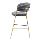 Scaun de bar de design ANAGNI TIP 2, țesătură gri-maro Velvet/gold crom auriu, 55x58x107 cm Kondela
