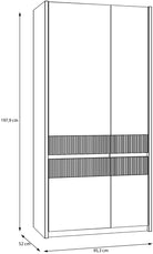 Dulap Oak Square, cu iluminare LED, 2 uși, PAL, Stejar Mauvella/Nisip, 95,3×52×197,9 cm Arboteca