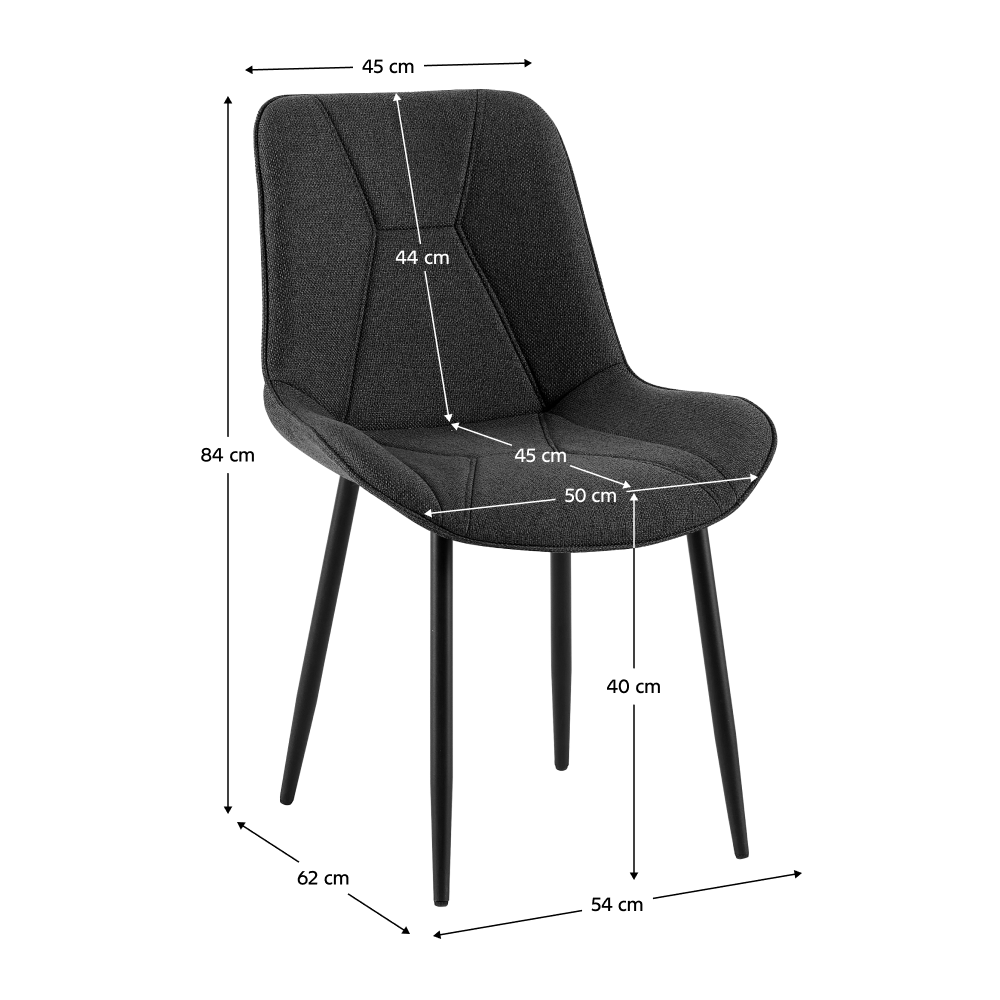 Scaun de sufragerie, gri închis/negru, 54x62x84 cm Kondela