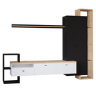 Mobilier de perete living, negru/alb/stejar craft auriu, DENISO Kondela