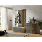 Set mobilier hol DERIS cu oglindă, grafit/stejar artisan, 120x202 cm Kondela