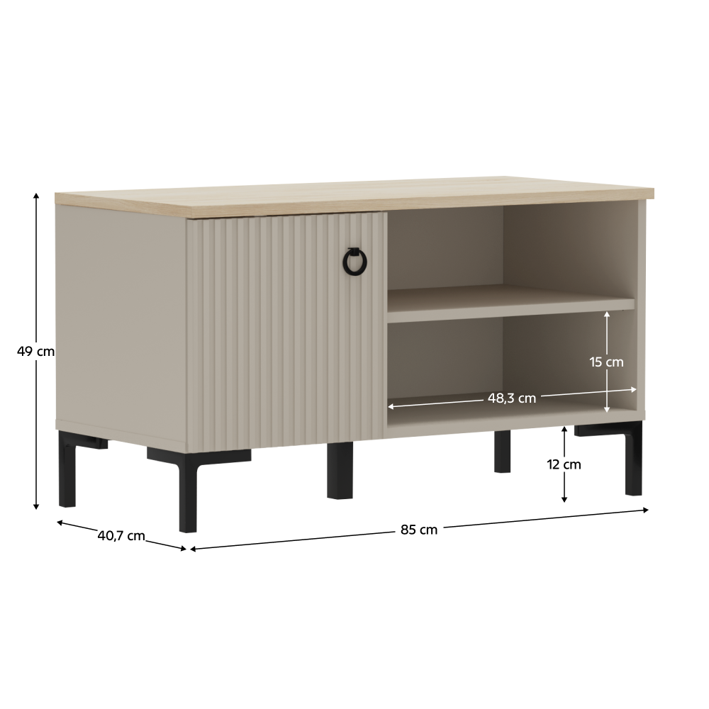 Pantofar GRADO, gri-maroniu Taupe/stejar silverjack, 85x40.7x49 cm Kondela