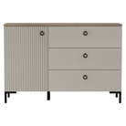 Comodă DOMCA, gri-maro Taupe/silverjack, 1 ușă și 3 sertare, 120 cm Kondela
