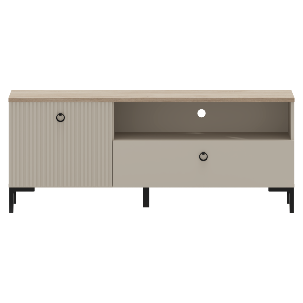 Comodă TV DOMCA, gri-maro Taupe/silverjack, 1 ușă, 135 cm Kondela
