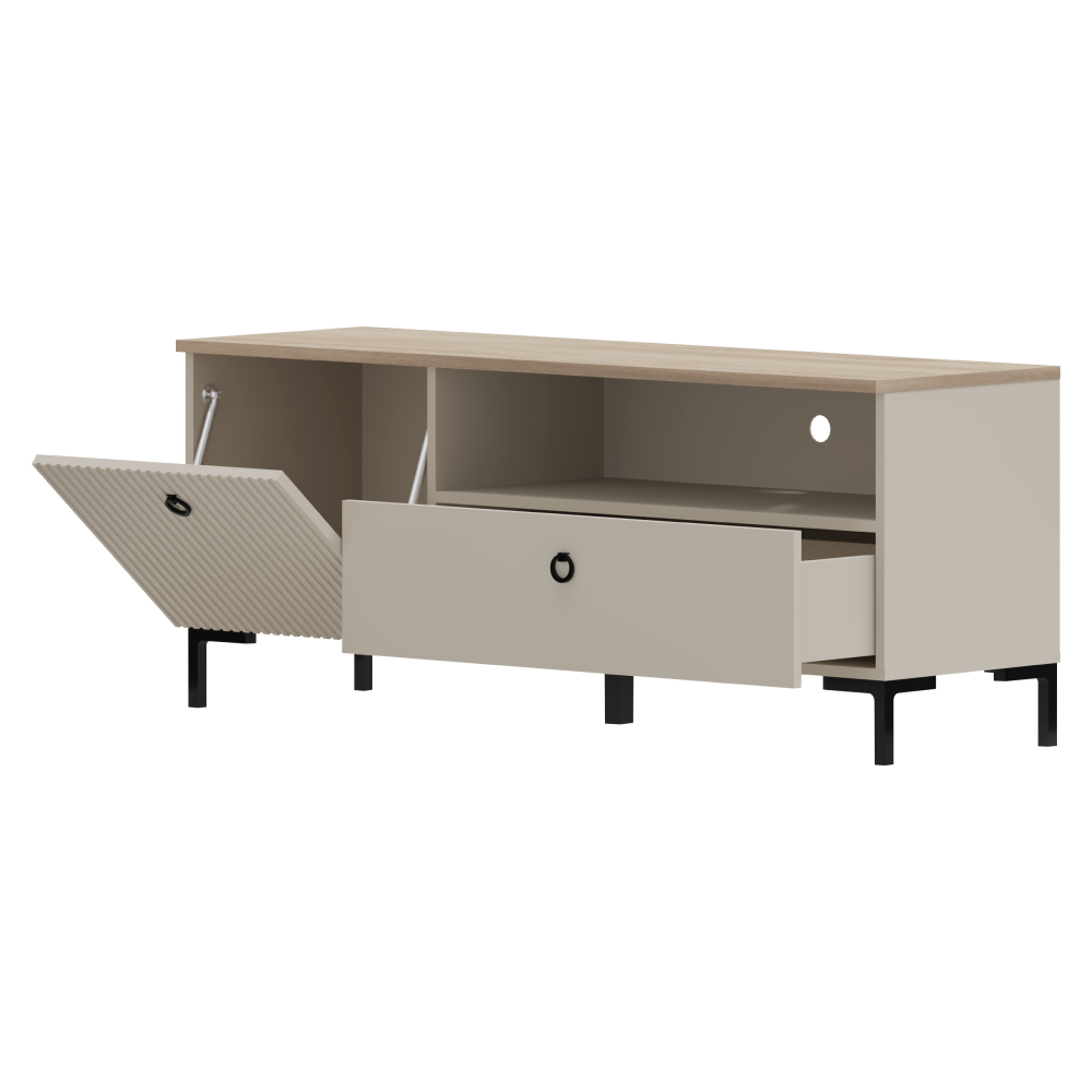 Comodă TV DOMCA, gri-maro Taupe/silverjack, 1 ușă, 135 cm Kondela