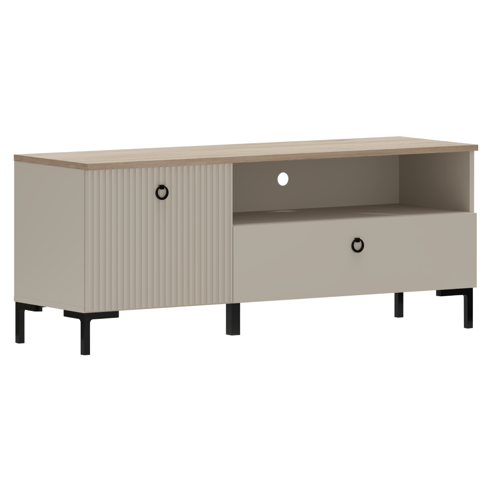 Comodă TV DOMCA, gri-maro Taupe/silverjack, 1 ușă, 135 cm Kondela