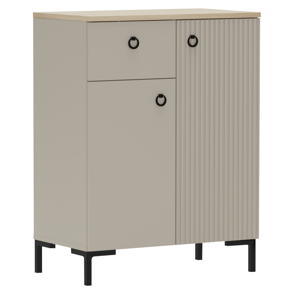 Comodă DOMCA, gri-maro Taupe/silverjack, 2 uși și 1 sertar, 70 cm Kondela