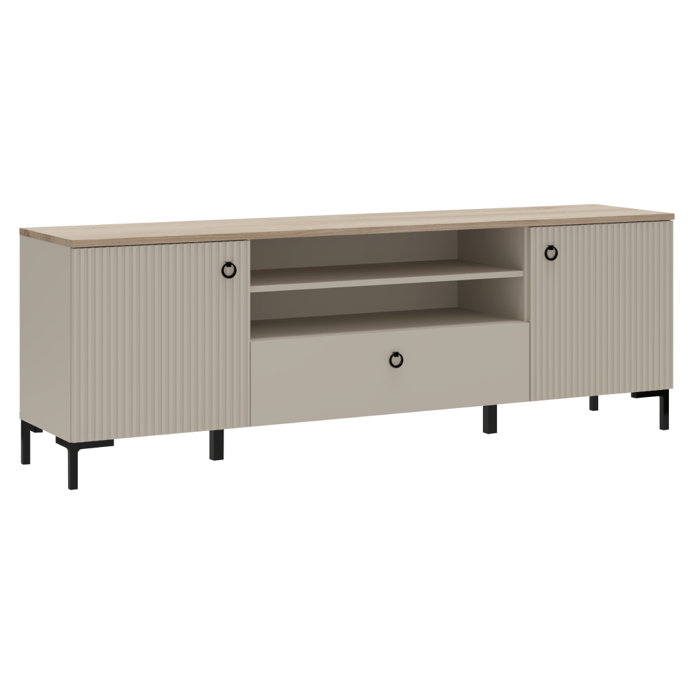 Comodă TV DOMCA, gri-maro Taupe/silverjack, 2 uși, 184 cm Kondela