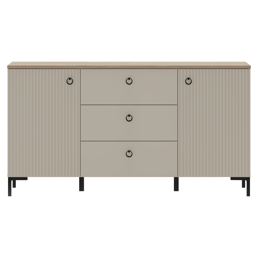 Comodă DOMCA, gri-maro Taupe/silverjack, 2 uși și 3 sertare, 150 cm Kondela
