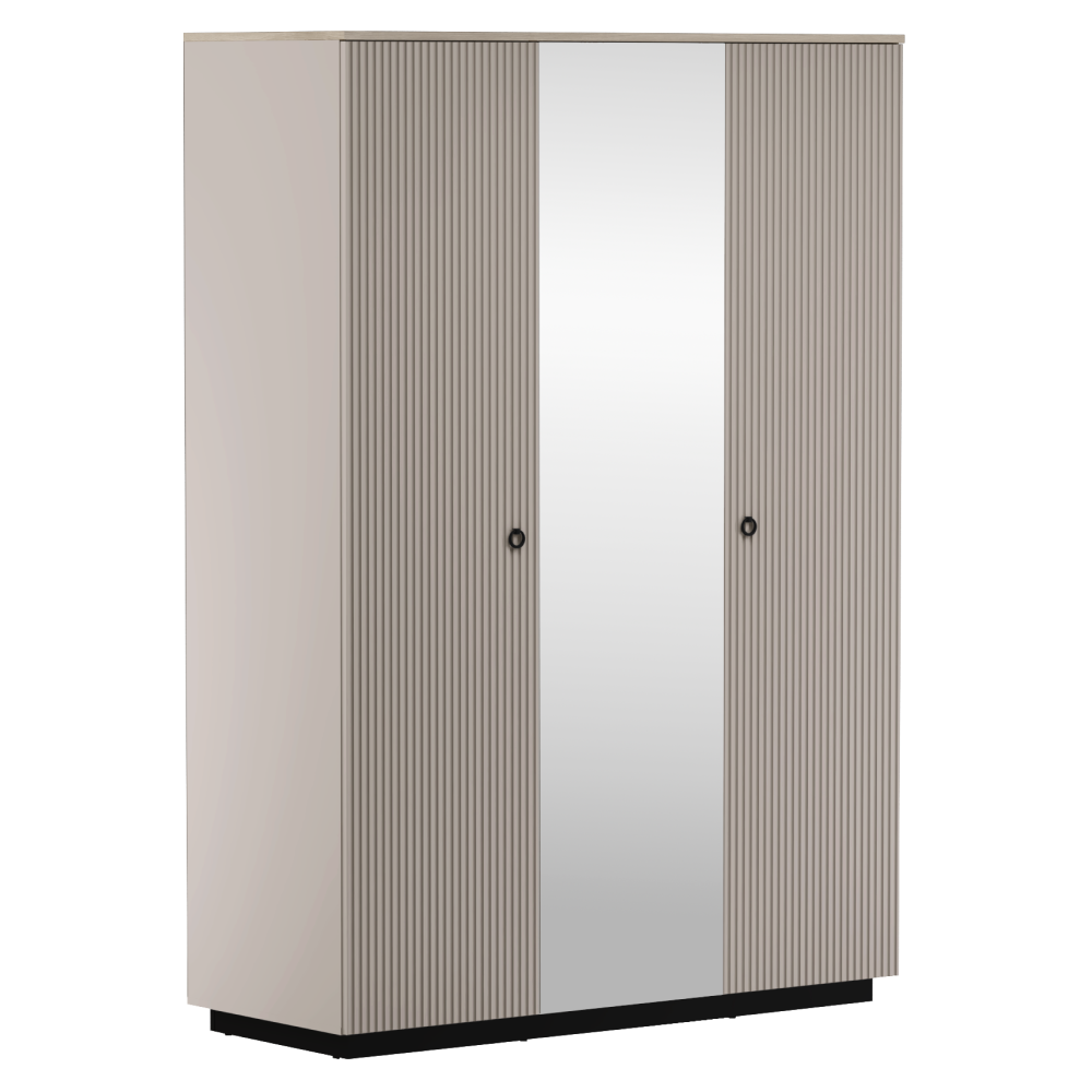 Dulap cu oglindă, gri-maroniu Taupe/stejar silverjack, DOMCA 3D Kondela