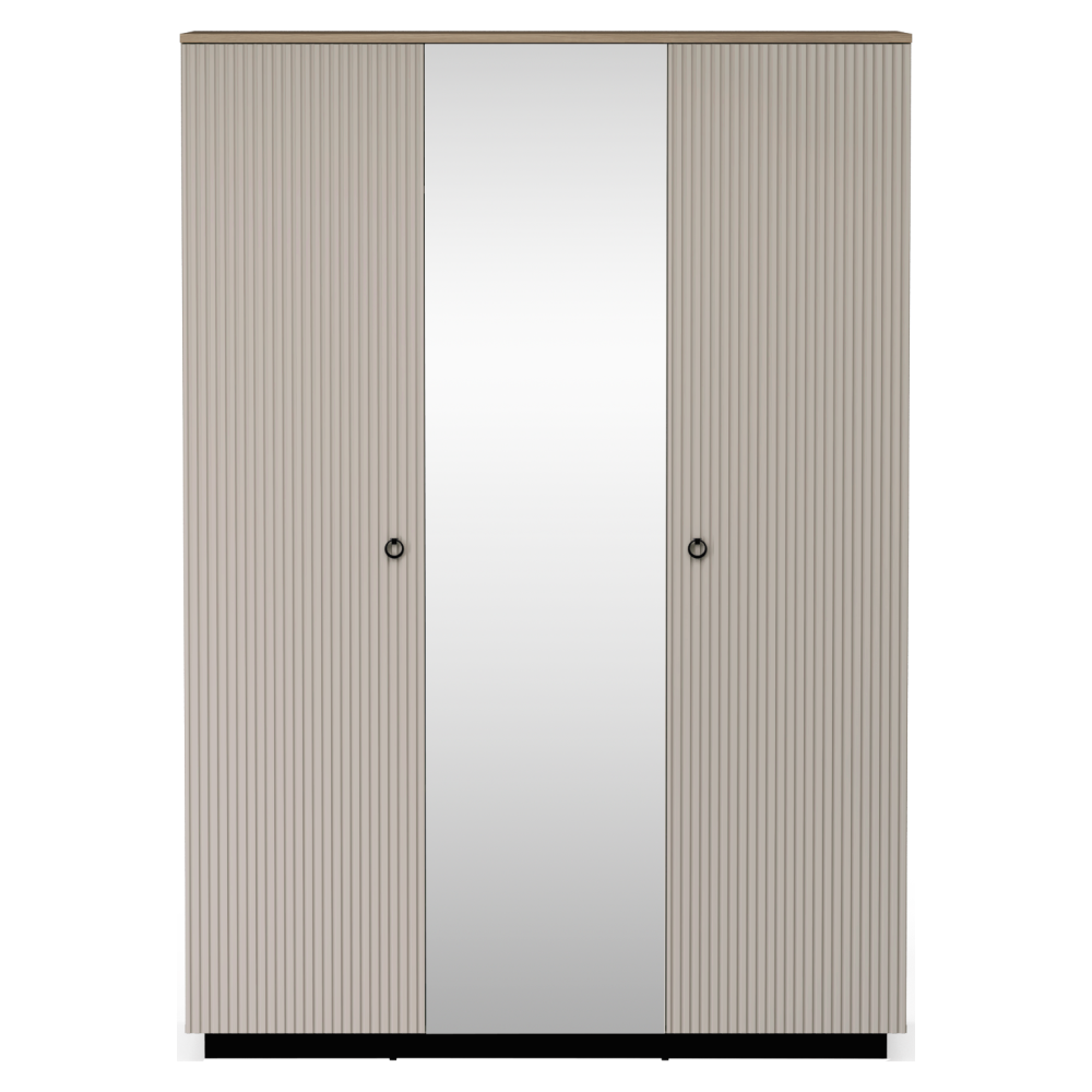 Dulap cu oglindă, gri-maroniu Taupe/stejar silverjack, DOMCA 3D Kondela