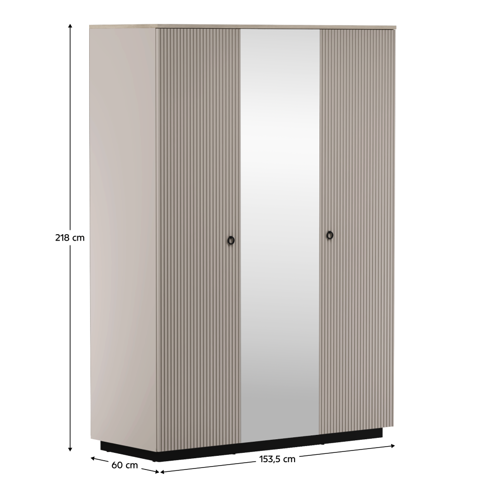 Dulap cu oglindă, gri-maroniu Taupe/stejar silverjack, DOMCA 3D Kondela