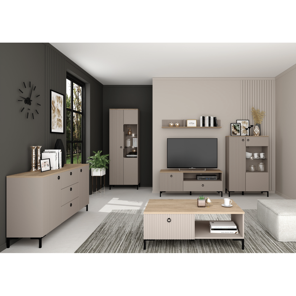 Comodă DOMCA, gri-maro Taupe/silverjack, 2 uși și 3 sertare, 150 cm Kondela