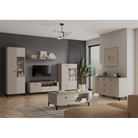 Comodă DOMCA, gri-maro Taupe/silverjack, 1 ușă și 3 sertare, 120 cm Kondela