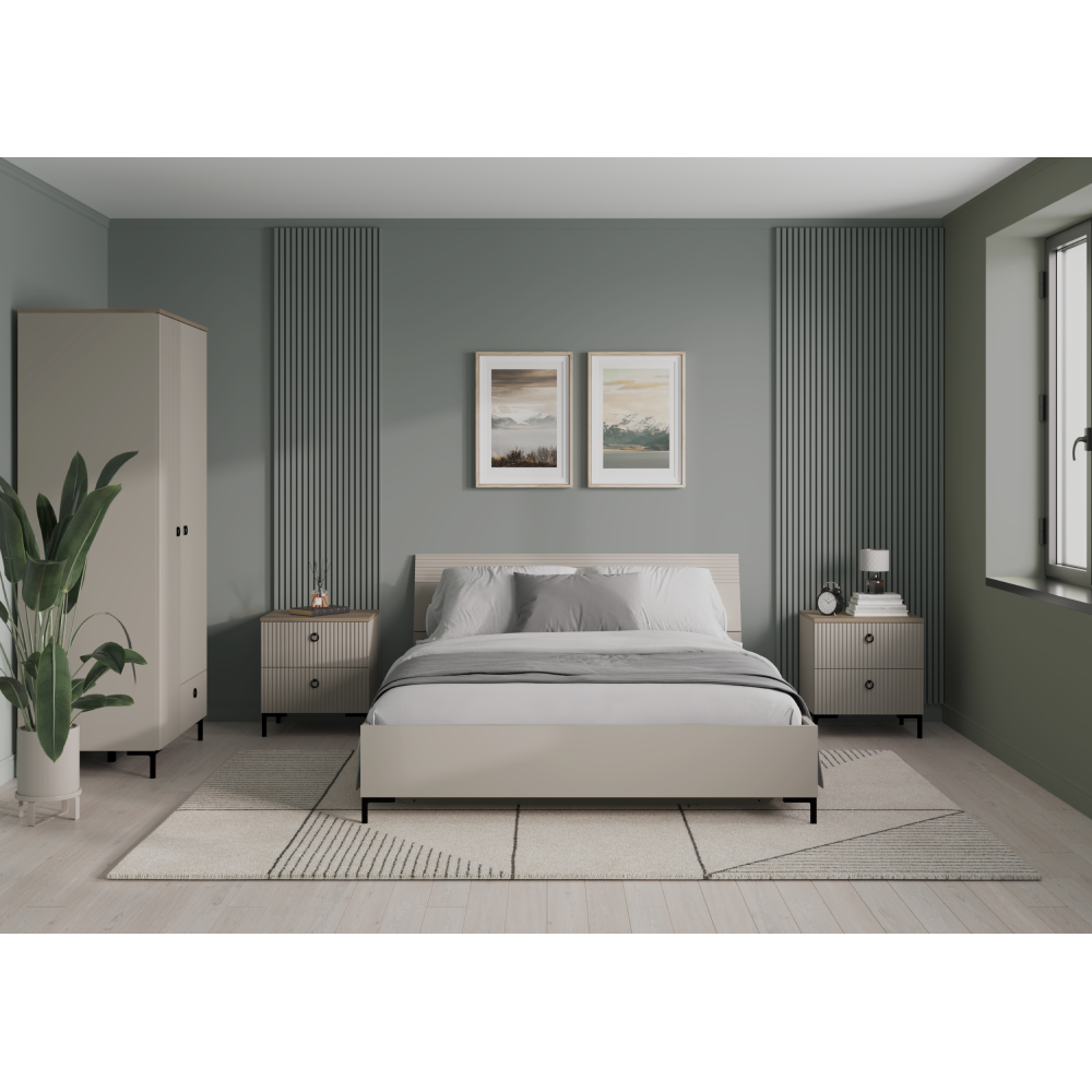 Dulap cu oglindă, gri-maroniu Taupe/stejar silverjack, DOMCA 3D Kondela