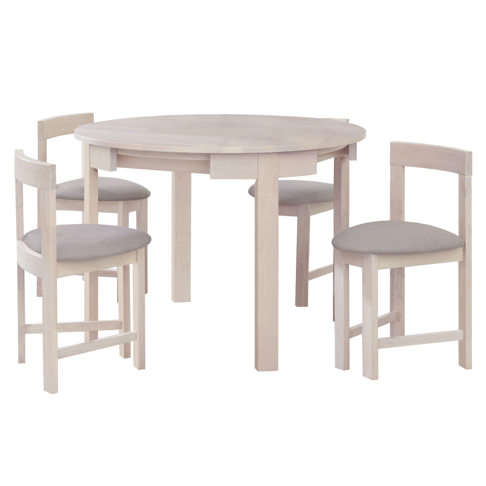 Set de sufragerie 1+4, lemn masiv, alb model lemn /gri-bej, DOMIO Kondela