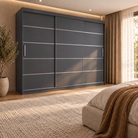 Dressing FIRENZE antracit cu uși culisante, fără oglindă, 240x60x200 cm