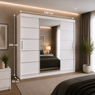 Dressing FIRENZE alb cu uși culisante, cu sau fără oglindă, PAL 18 mm, 240x60x200 cm Arboteca