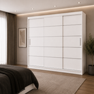 Dressing FIRENZE alb cu uși culisante, cu sau fără oglindă, PAL 18 mm, 240x60x200 cm Arboteca
