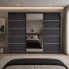 Dressing FIRENZE antracit cu uși culisante, cu sau fără oglindă, PAL 18 mm, 240x60x200 cm Cu oglindă Arboteca