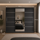 Dressing FIRENZE antracit cu uși culisante, cu sau fără oglindă, PAL 18 mm, 240x60x200 cm Arboteca