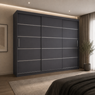 Dressing FIRENZE antracit cu uși culisante, cu sau fără oglindă, PAL 18 mm, 240x60x200 cm Arboteca