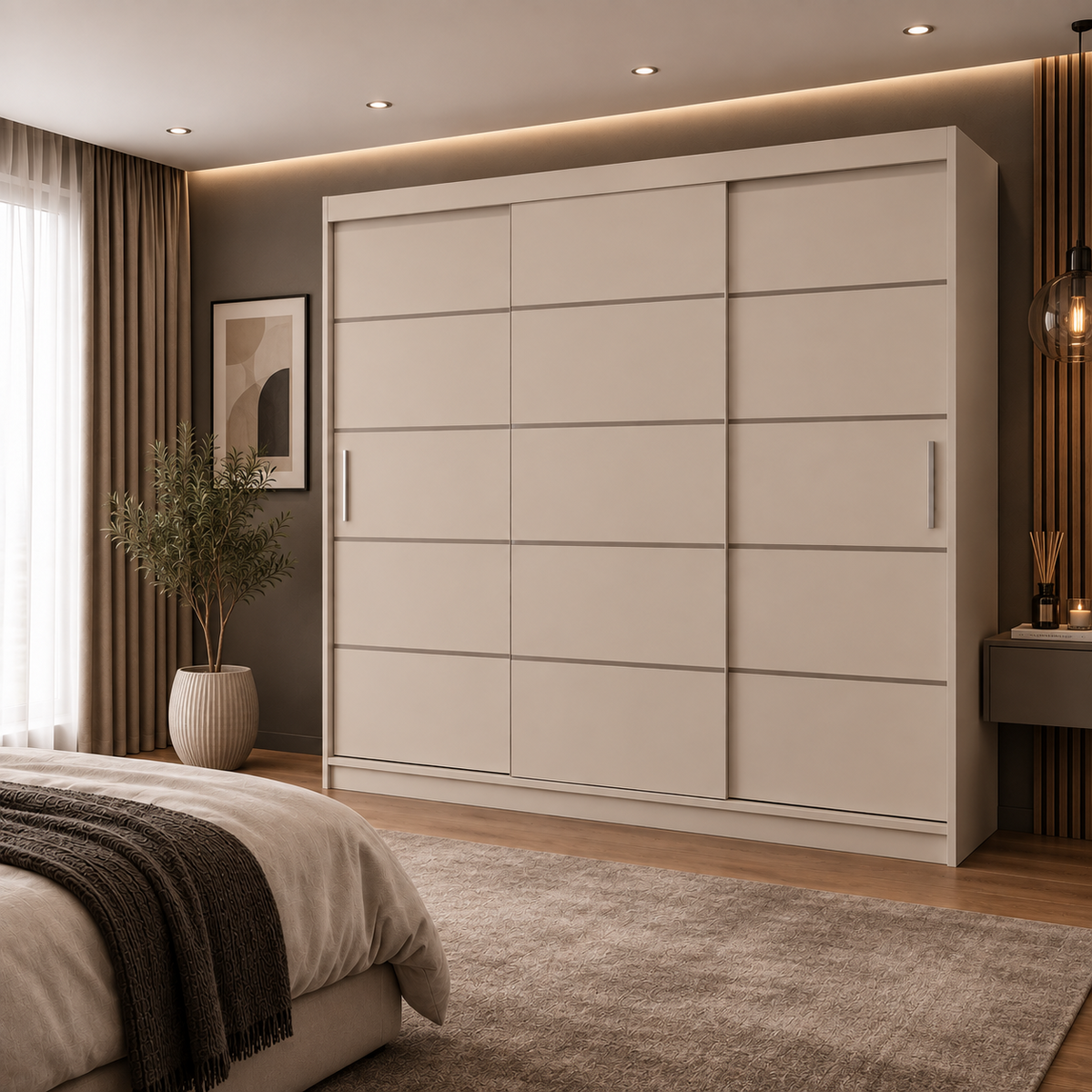 Dressing FIRENZE cașmir deschis cu uși culisante, cu sau fără oglindă, PAL 18 mm, 240x60x200 cm Fără oglindă Arboteca