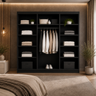 Dressing FIRENZE negru cu uși culisante, cu sau fără oglindă, PAL 18 mm, 240x60x200 cm Arboteca
