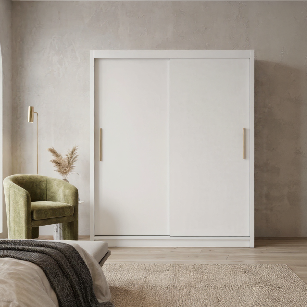 Dressing MENAGGIO alb cu 2 uși culisante, PAL melaminat 18 mm, 160x60x200 cm Arboteca