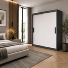 Dressing MENAGGIO cu 2 uși culisante, antracit și alb, PAL melaminat 18 mm, 160x60x200 cm Default Title Arboteca