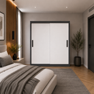 Dressing MENAGGIO cu 2 uși culisante, antracit și alb, PAL melaminat 18 mm, 160x60x200 cm Arboteca