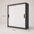 Dressing MENAGGIO cu 2 uși culisante, antracit și alb, PAL melaminat 18 mm, 160x60x200 cm Arboteca