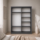 Dressing MENAGGIO cu 2 uși culisante, antracit și alb, PAL melaminat 18 mm, 160x60x200 cm Arboteca