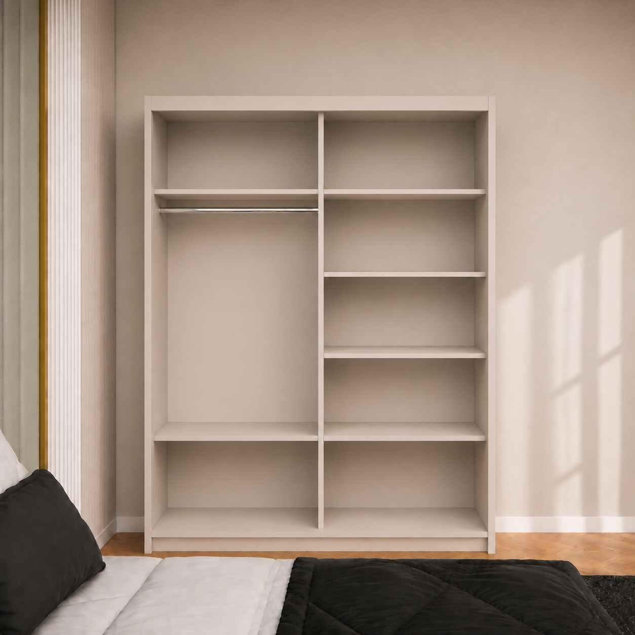 Dressing MENAGGIO cașmir deschis cu 2 uși culisante, PAL melaminat 18 mm, 160x60x200 cm Arboteca