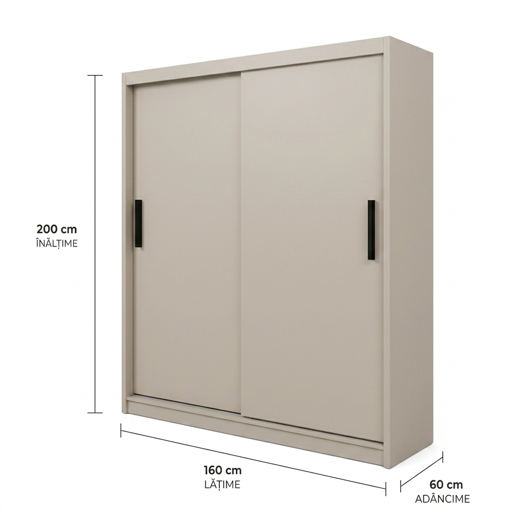 Dressing MENAGGIO cașmir deschis cu 2 uși culisante, PAL melaminat 18 mm, 160x60x200 cm Arboteca
