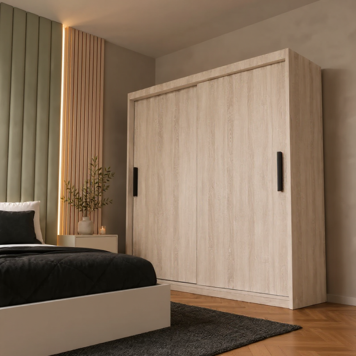 Dressing MENAGGIO sonoma cu 2 uși culisante, PAL melaminat 18 mm, 160x60x200 cm Arboteca
