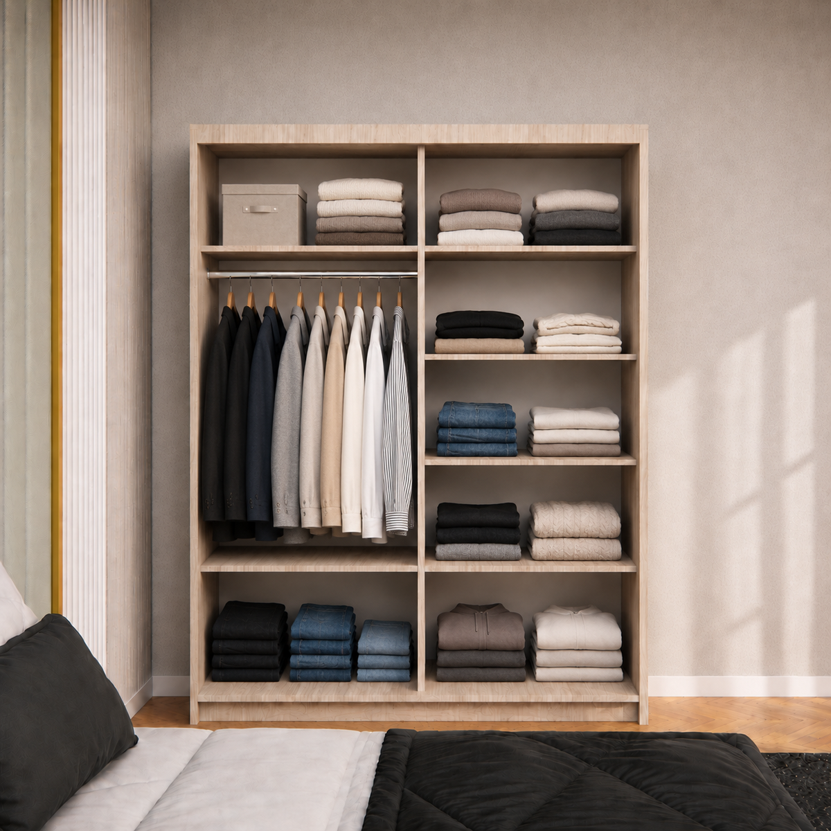 Dressing MENAGGIO sonoma cu 2 uși culisante, PAL melaminat 18 mm, 160x60x200 cm Arboteca