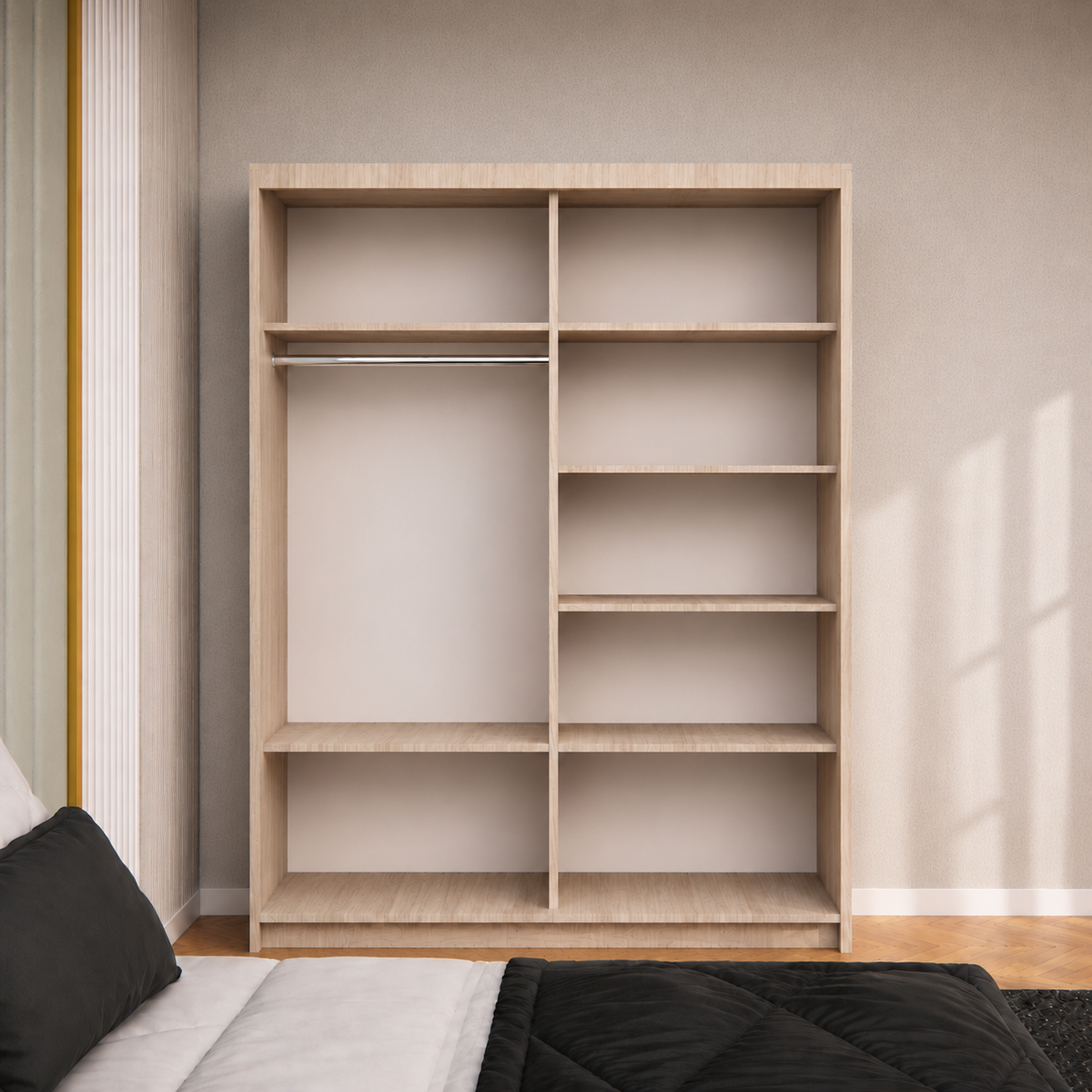 Dressing MENAGGIO sonoma cu 2 uși culisante, PAL melaminat 18 mm, 160x60x200 cm Arboteca