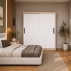 Dressing MENAGGIO cu 2 uși culisante, sonoma și alb, PAL melaminat 18 mm, 160x60x200 cm Arboteca