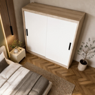 Dressing MENAGGIO cu 2 uși culisante, sonoma și alb, PAL melaminat 18 mm, 160x60x200 cm Arboteca