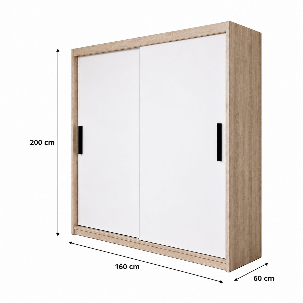 Dressing MENAGGIO cu 2 uși culisante, sonoma și alb, PAL melaminat 18 mm, 160x60x200 cm Arboteca