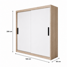 Dressing MENAGGIO cu 2 uși culisante, sonoma și alb, PAL melaminat 18 mm, 160x60x200 cm Arboteca