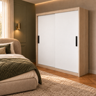 Dressing MENAGGIO sonoma și alb cu 2 uși culisante, 160x60x200 cm