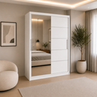 Dressing PRAIANO alb cu 2 uși culisante și oglindă, PAL 18 mm, 160x60x200 cm Arboteca