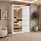 Dressing PRAIANO alb cu 2 uși culisante și oglindă, PAL 18 mm, 160x60x200 cm Arboteca