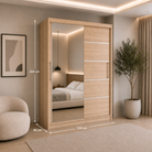 Dressing PRAIANO sonoma cu 2 uși culisante și oglindă, PAL 18 mm, 160x60x200 cm Arboteca
