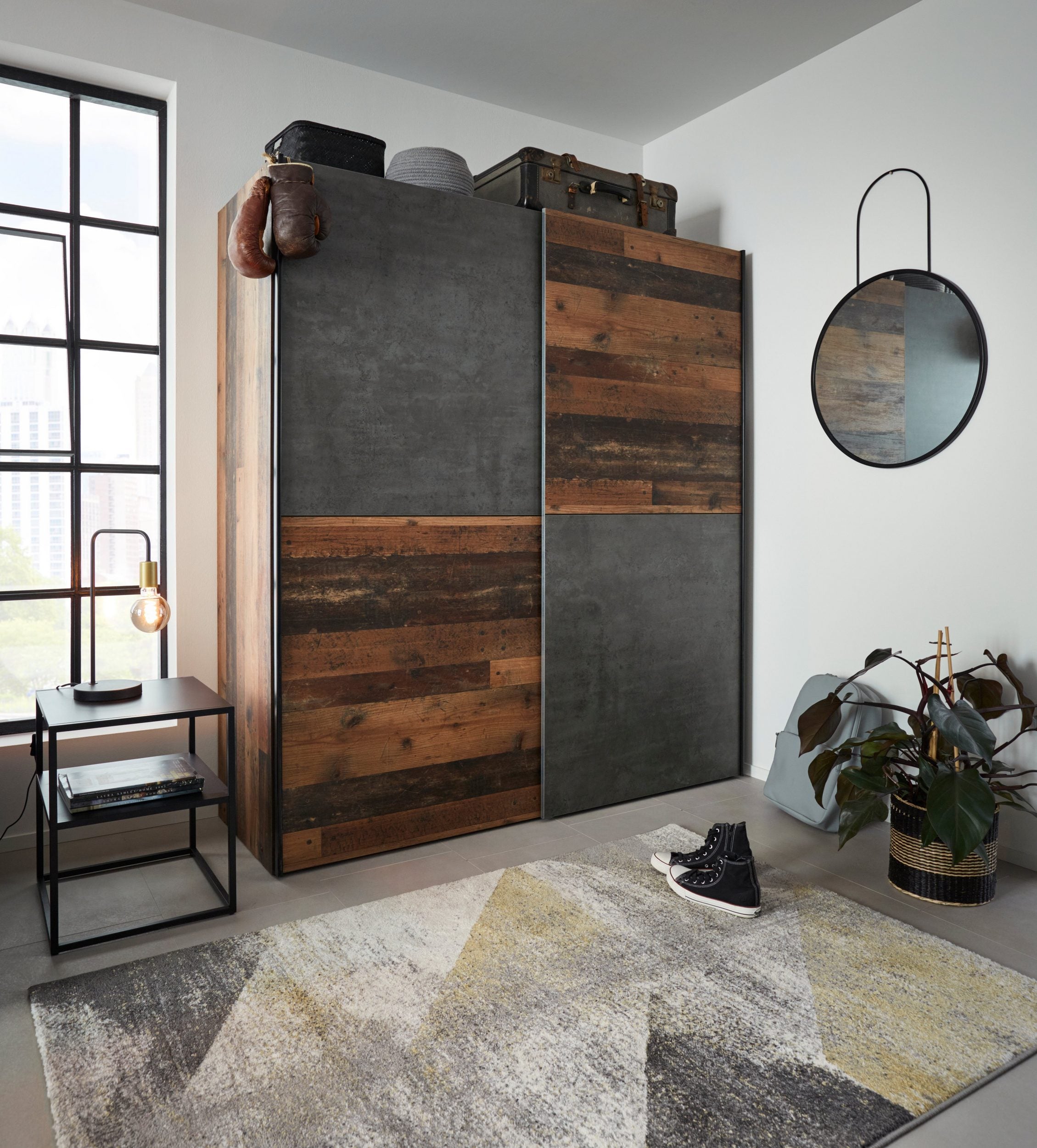 Dulap Cliff cu usi glisante , 170 cm latime Arboteca