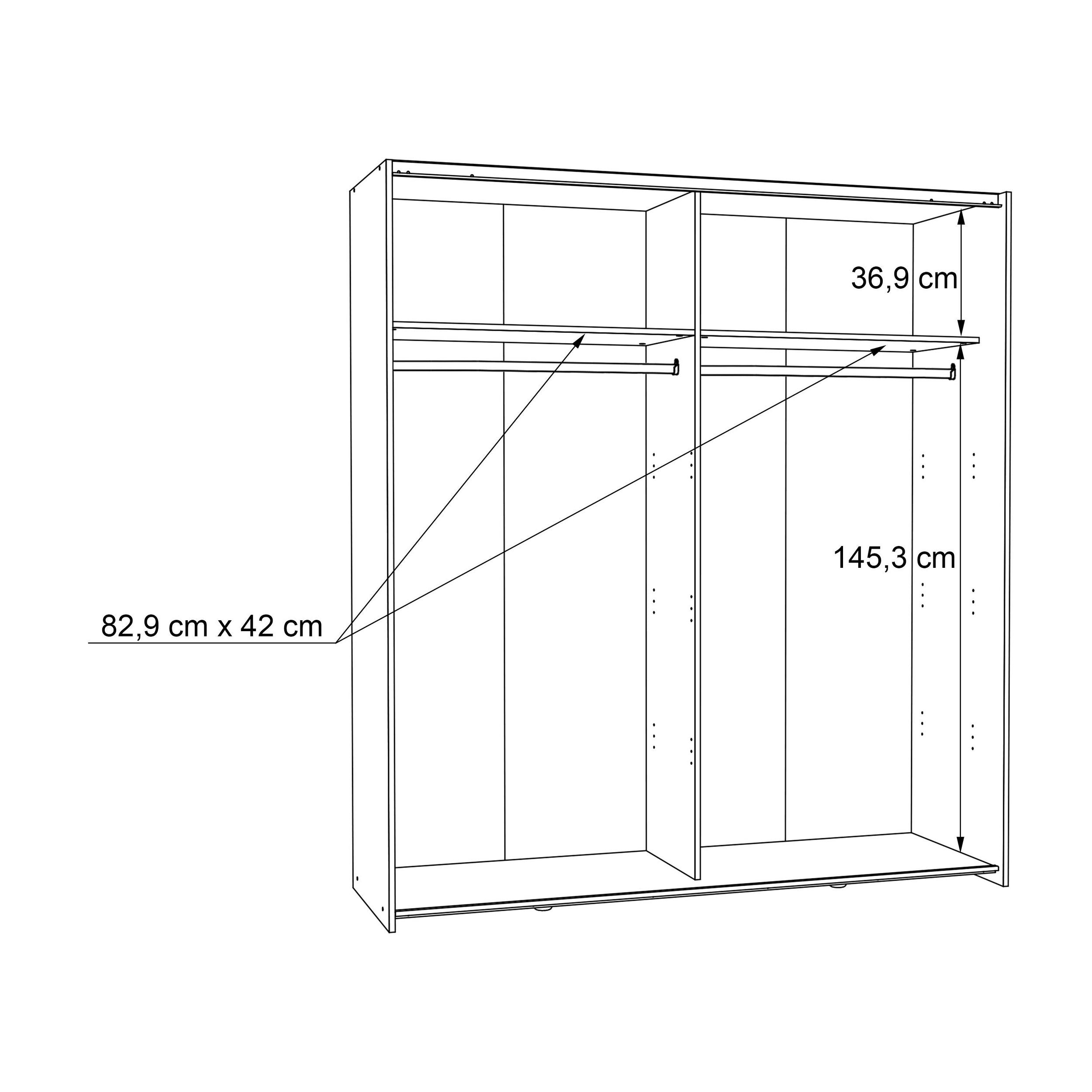 Dulap Cliff cu usi glisante , 170 cm latime Arboteca